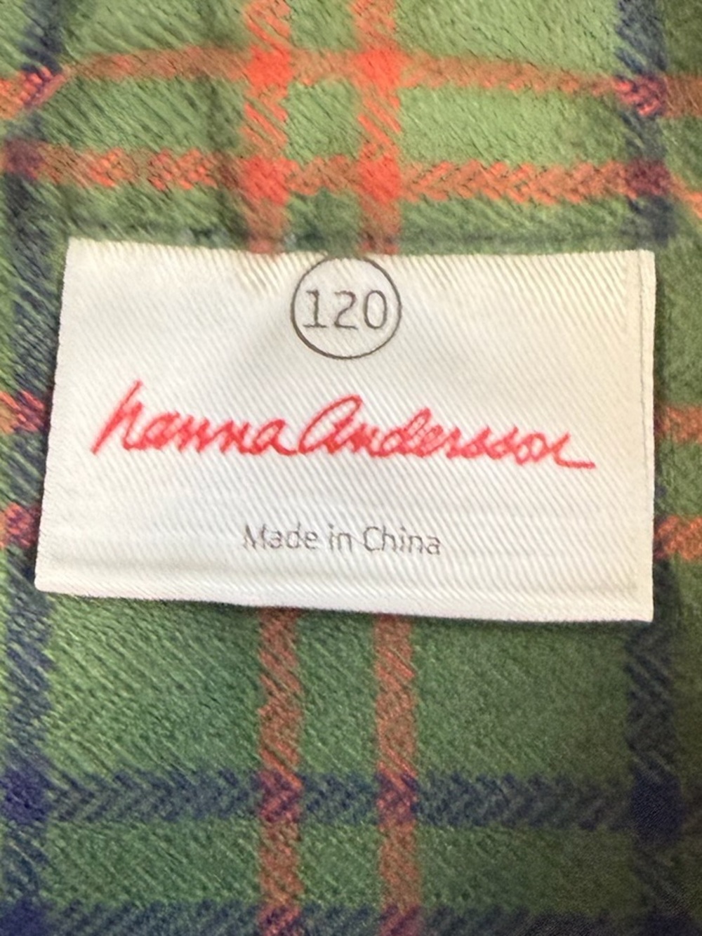 HANNA‎ ANDERSSON Boys' Green Tartan Plaid Heavy Flannel Button Up Shirt Size 6-7 - Picture 6 of 8